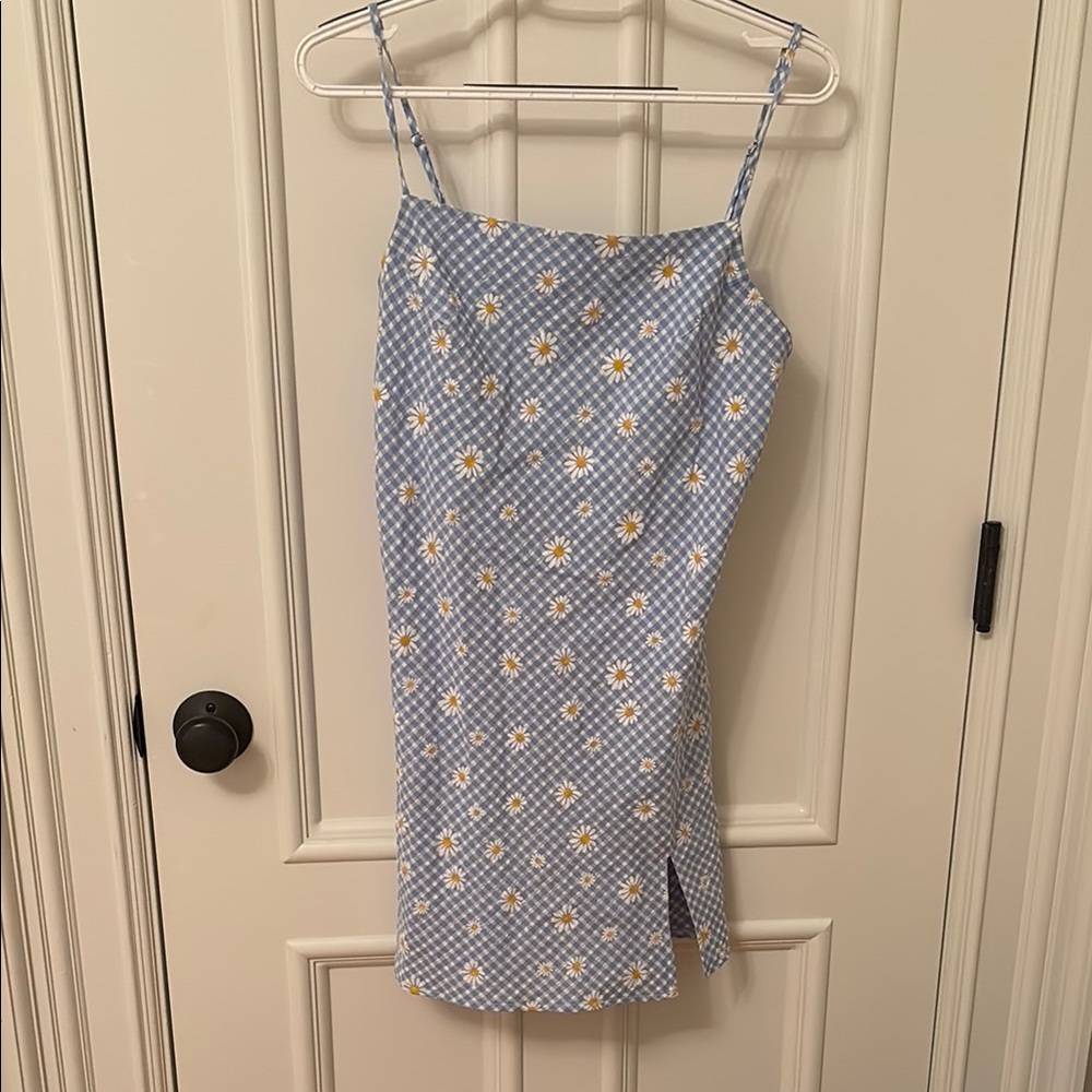 Daisy Print Blue Mini Dress